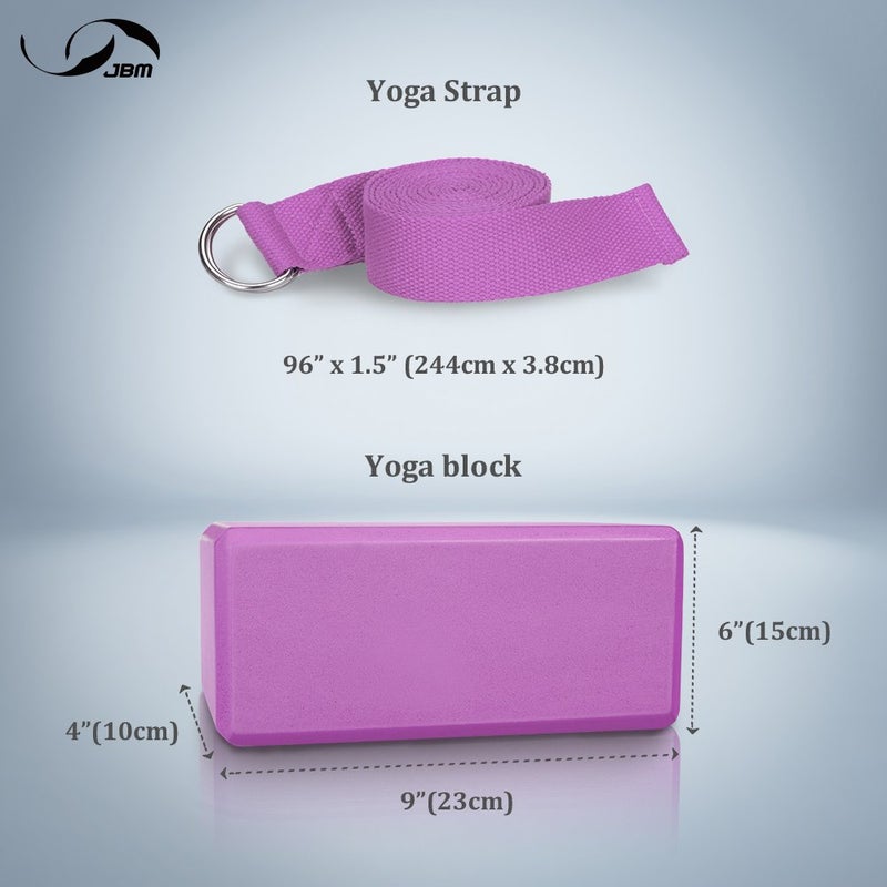 JBM Yoga Block 2 Pack Plus Strap - Cork and High Density EVA Foam Brick in 6 Colors - Lightweight, Odor-Resistant, Moisture-Proof With Metal D-Ring to Support and Deepen Poses - Image 5